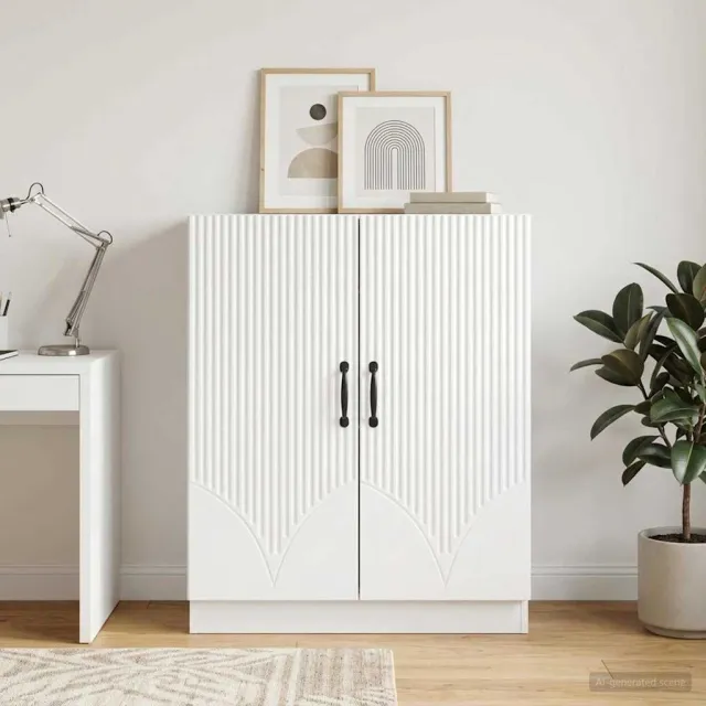 vidaXL Dressoir Hoogglans Wit 66 x 34,5 x 87 cm Bewerkt hout