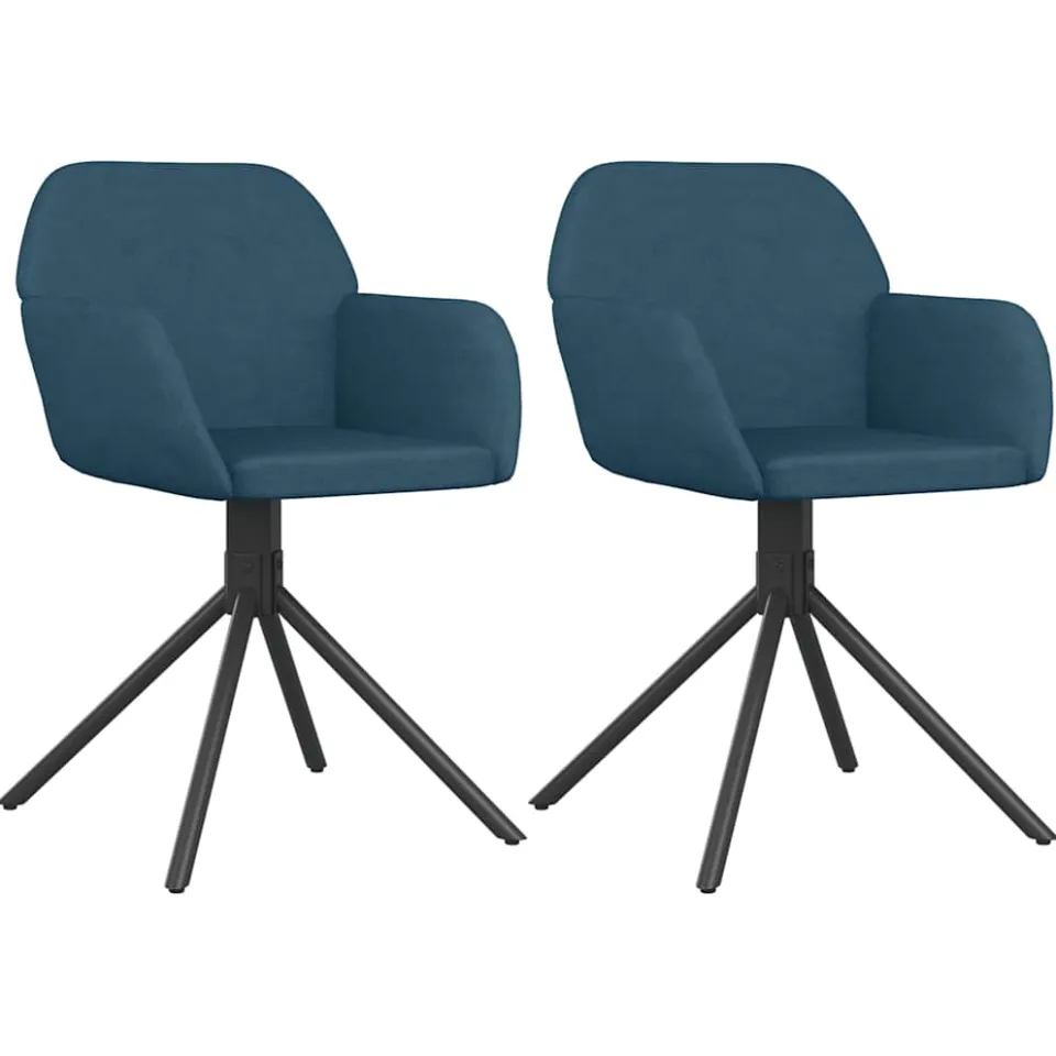 vidaXL Eetkamerstoelen draaibaar 2 st fluweel blauw, foto 3