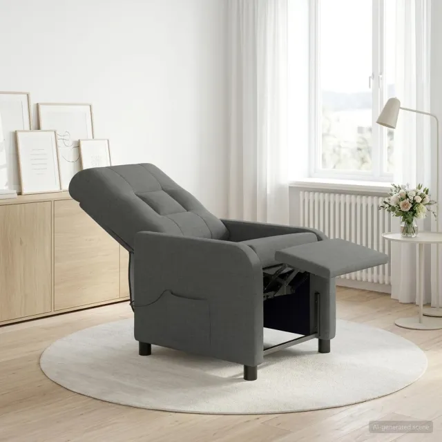 vidaXL Massage Recliner Donkergrijs Stof