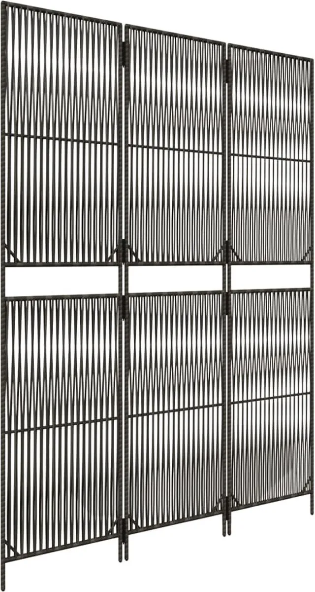 vidaXL Kamerscherm 3 panelen poly rattan grijs