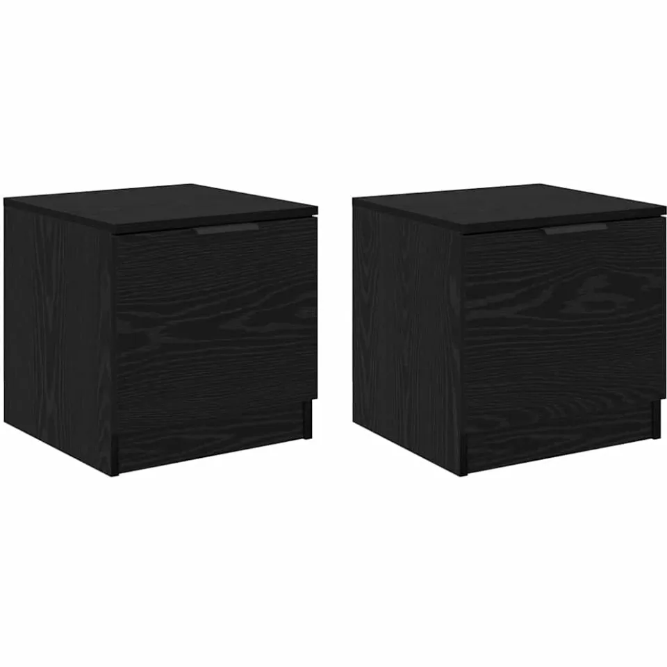 vidaXL Bed kast 2 st Zwart Eiken 40 x 39 x 40cm Bewerkt hout, foto 3