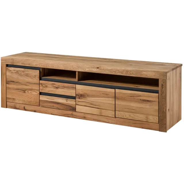 MASSIVMOEBEL24 .DE wilde eik / moseik TV-meubel blank massief hout 185x45x55 cm (BxTxH) geolied volledig massief gemonteerd MONTREUX #130