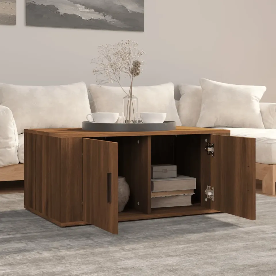 vidaXL Salontafel 80x50x36 cm bewerkt hout bruin eikenkleur, foto 2