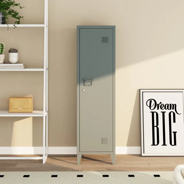 en.casa Lockerkast Kurikka metaal 137x38x38 cm donkergrijs [en.casa]