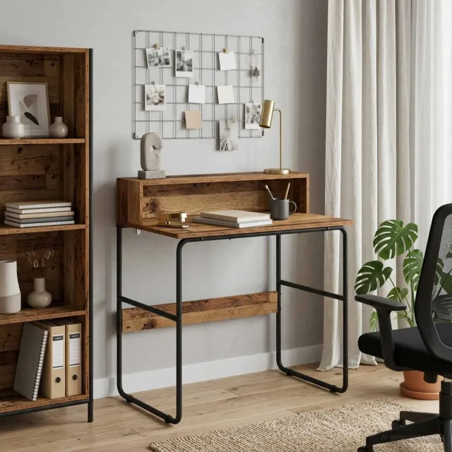 vidaXL Bureau met opbergruimte Oud hout 80 x 50 x 91 cm bruin, foto 2