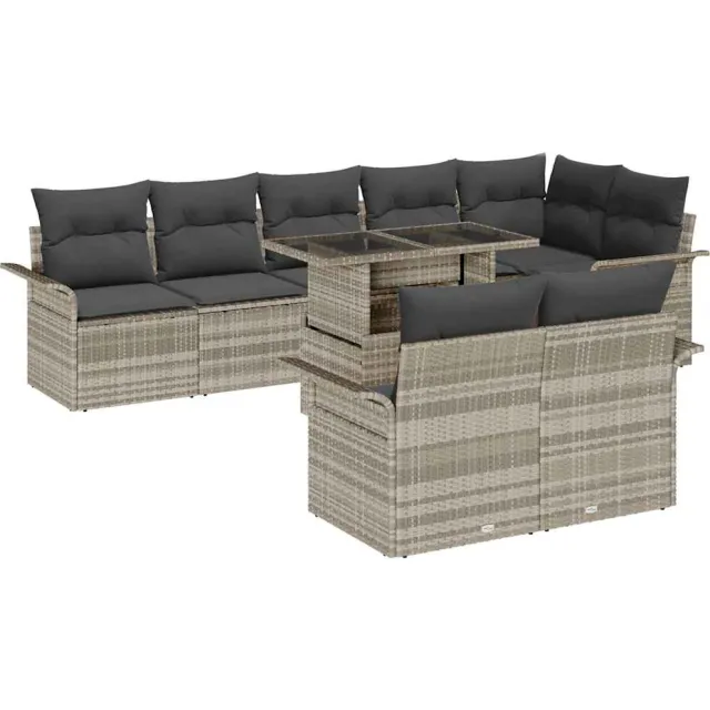 vidaXL Tuin Sofa Set 9 st Lichtgrijs [Synthetisch]: Poly Rattan