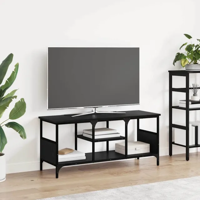 vidaXL TV-kast Zwart Eiken 100 x 35 x 45 cm Gemonteerd hout en ijzer
