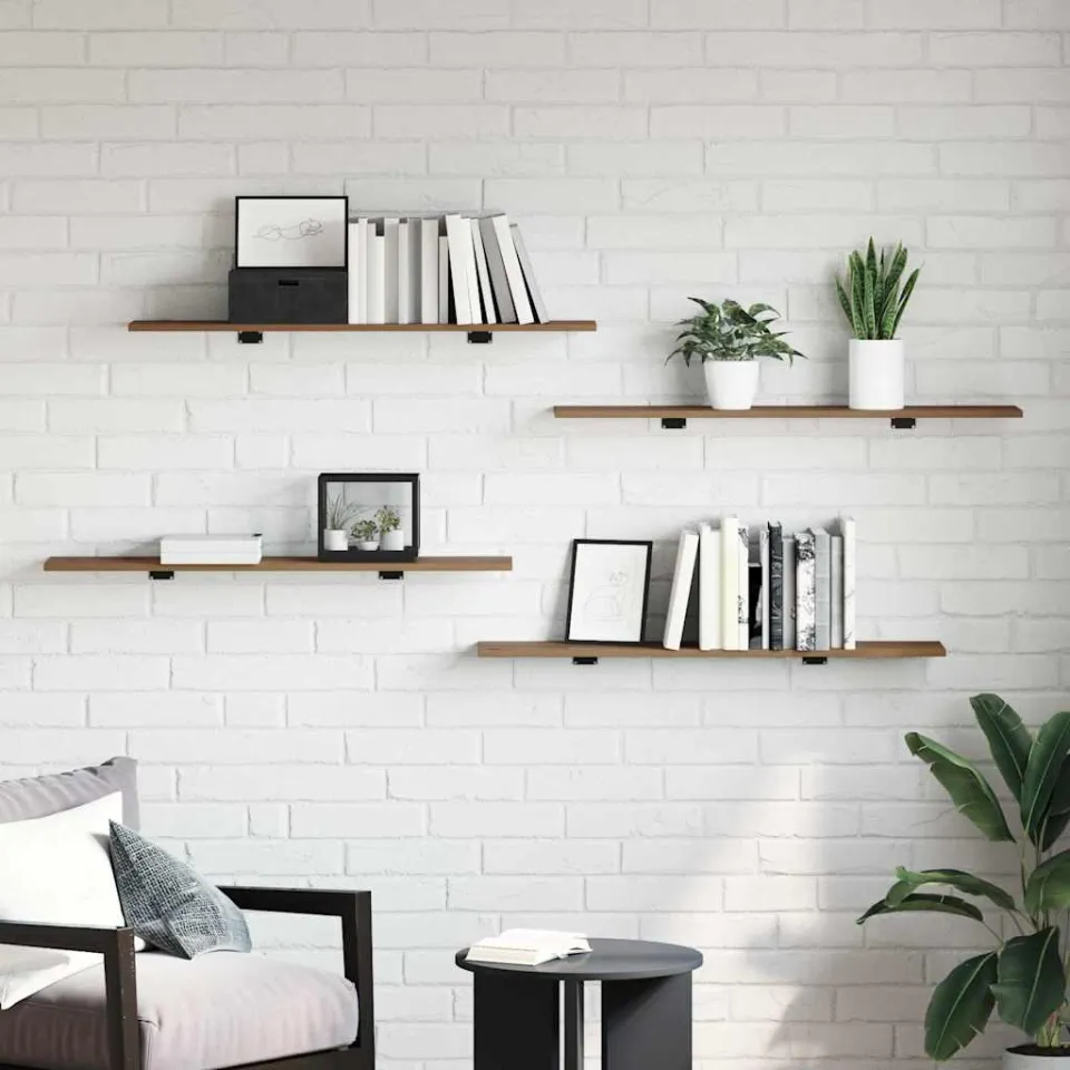 vidaXL Boekenplank Bord 3-laags 4 st 100 x 20 x 1,5 cm Bewerkt hout bruin, foto 3