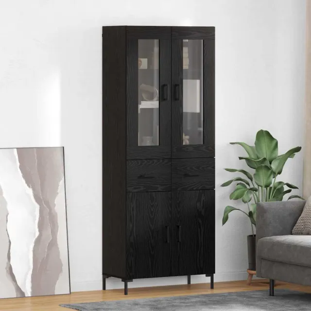 vidaXL Hoge kast 2 st Zwart Eiken 69,5 x 34 x 180 cm Bewerkt hout, foto 2