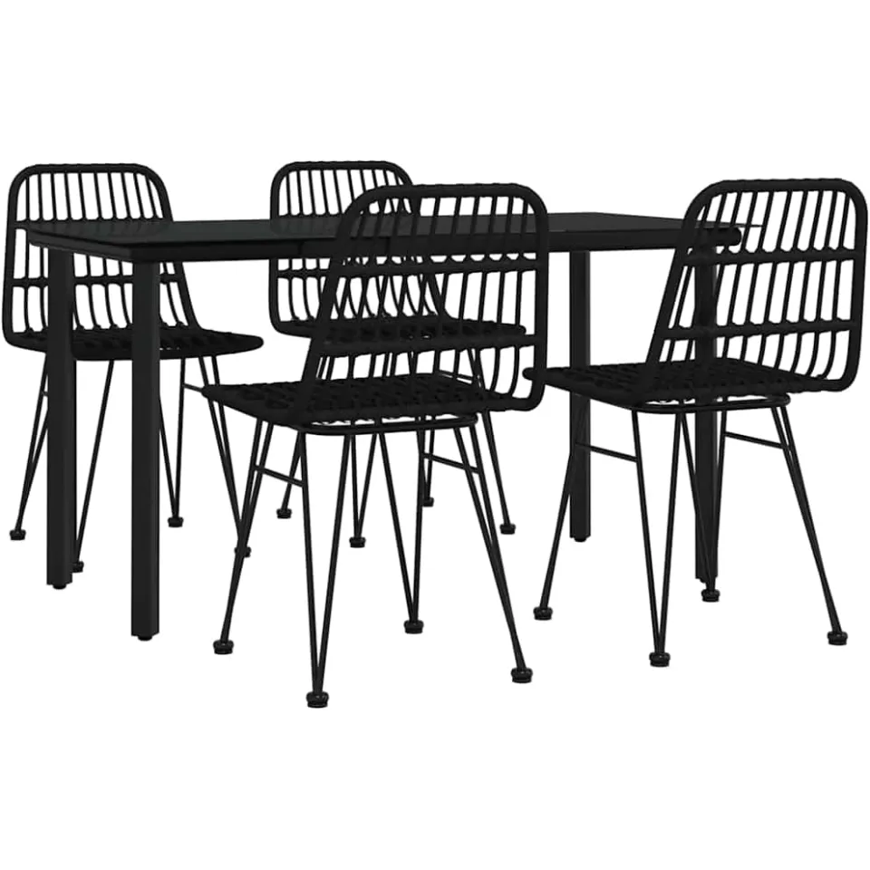 vidaXL 5-delige Tuinset poly rattan zwart