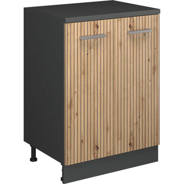 Vicco Keukenkast voor schuine wand R-Line, Artisanaal eiken, 60 cm zonder schuine kant met 2 deuren Artisanaal eiken/Antraciet