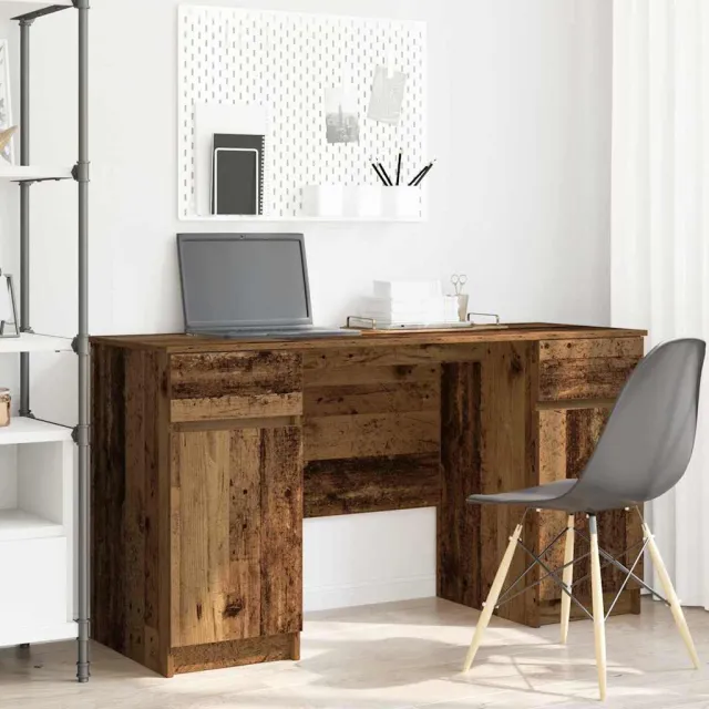vidaXL Bureau Oud hout 140 x 49 x 76 cm Bewerkt hout bruin, foto 2