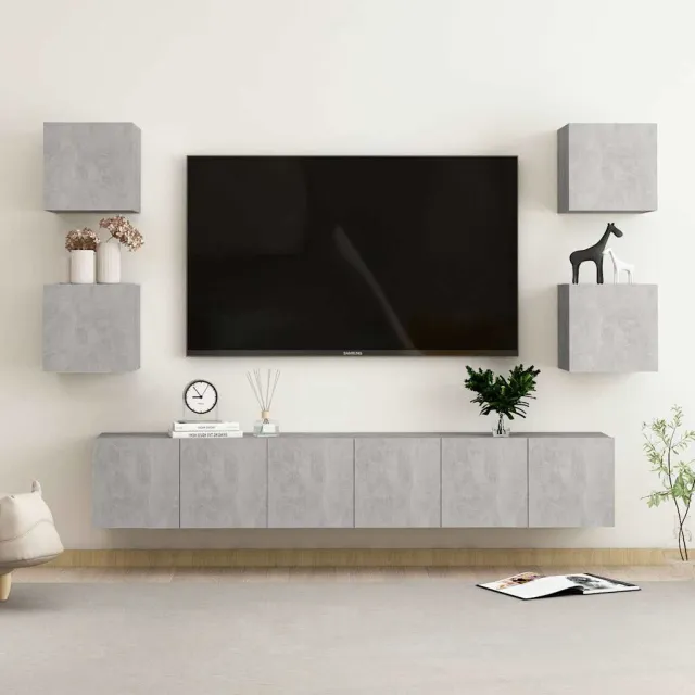 vidaXL 7-delige Tv-meubelset bewerkt hout betongrijs grijs, foto 2