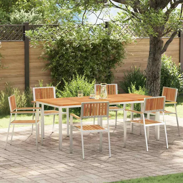 vidaXL Buiten eettafelset 7 st 200 x 90 x 75 cm bruin, foto 2