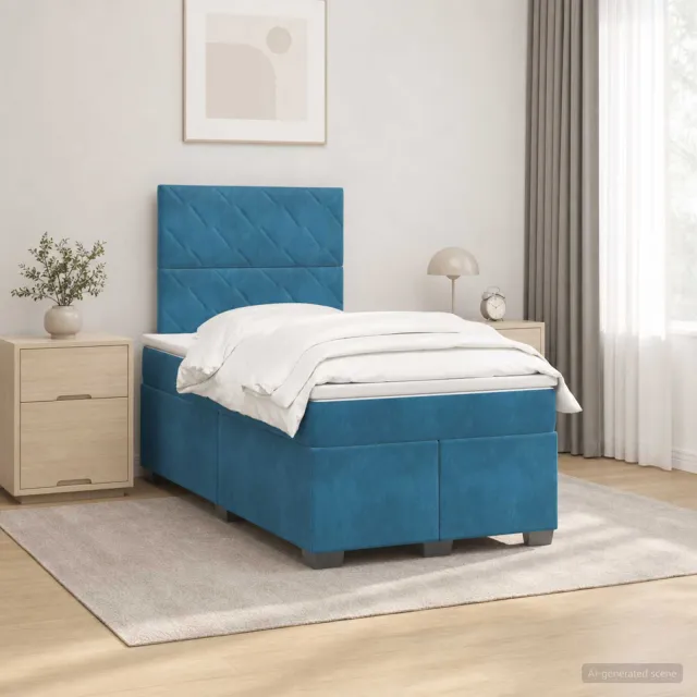 vidaXL Boxspringbed met matras Blauw 120 x 200 cm Fluweel