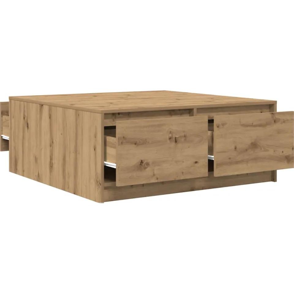 vidaXL Salontafel met lades 100x100x40 cm ambachtelijk eikenkleurig Bruin