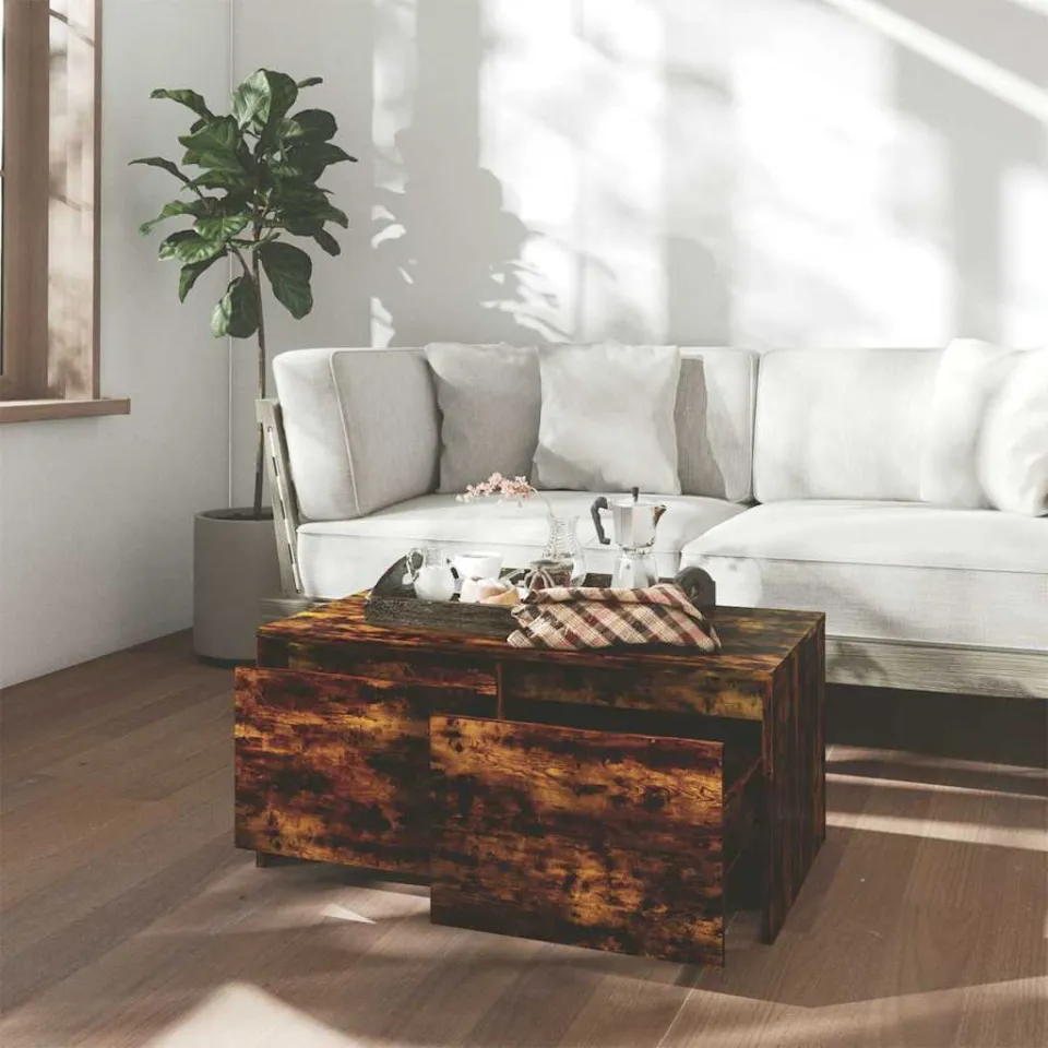 vidaXL Salontafel 90x50x41,5 cm bewerkt hout gerookt eikenkleurig, foto 3