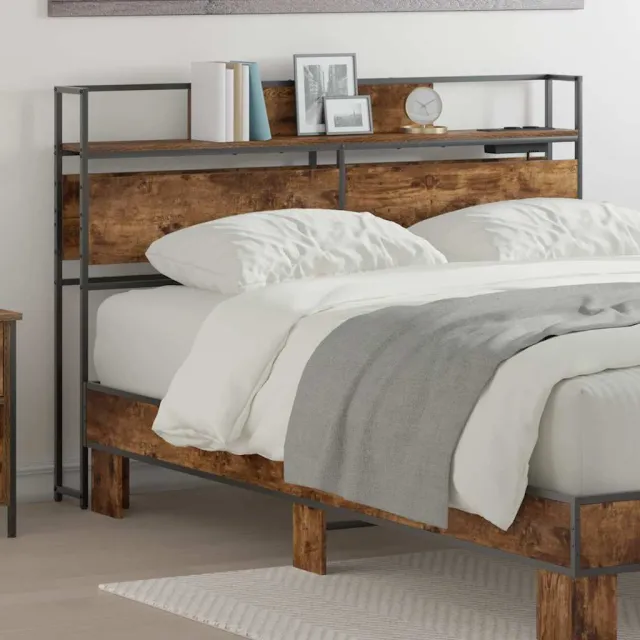 vidaXL Opberghoofdbord Gerookt eiken 120 cm Bewerkt hout Bruin