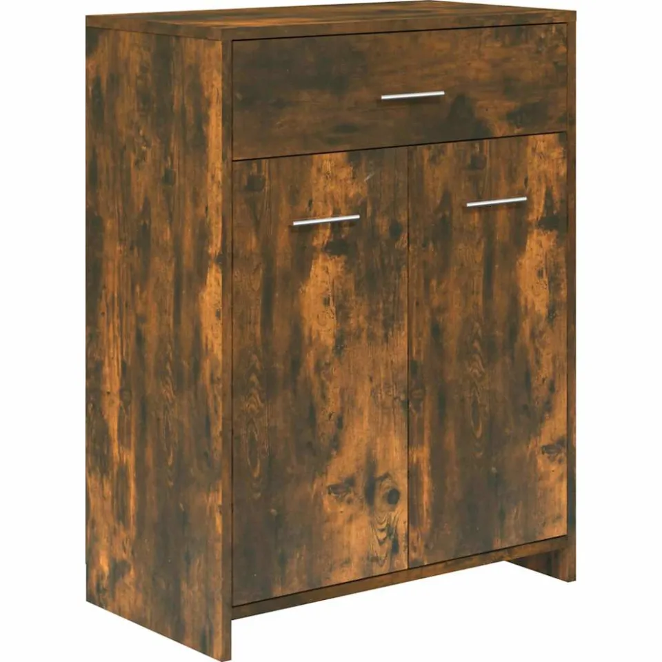 vidaXL Badkamerkast 60x33x80 cm bewerkt hout gerookt eikenkleurig, foto 3