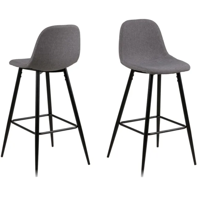 Giga Living Barstoel Willy - Lichtgrijs Stof - Zithoogte 65cm - Set van 2