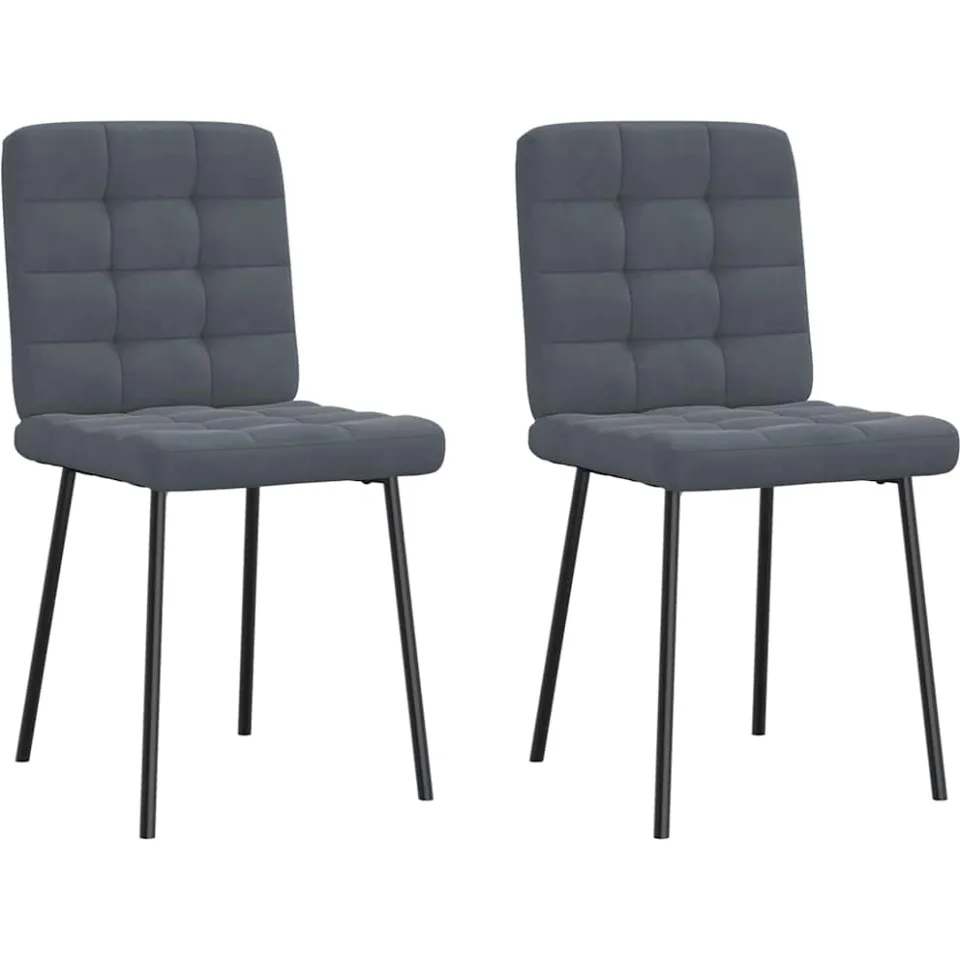 vidaXL Eetkamerstoelen 2 st fluweel donkergrijs grijs, foto 3