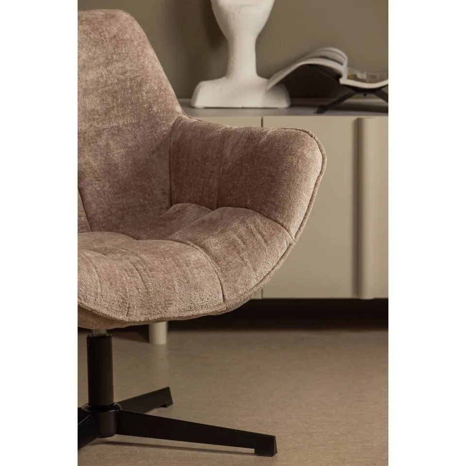 WOOOD Wibo Draaifauteuil - Chenille - Taupe - 94x71x83, foto 5