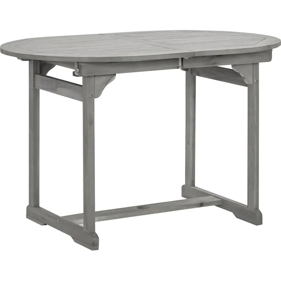 vidaXL Tuintafel (120-170)x80x75 cm massief acaciahout grijs, foto 3