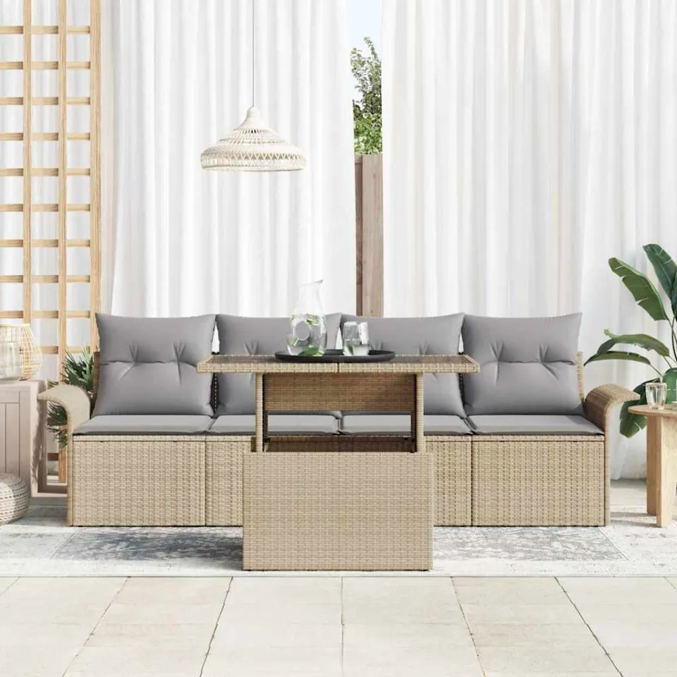 vidaXL Tuin Sofa Set 5 st Beige [Synthetisch]: Poly Rattan, foto 2