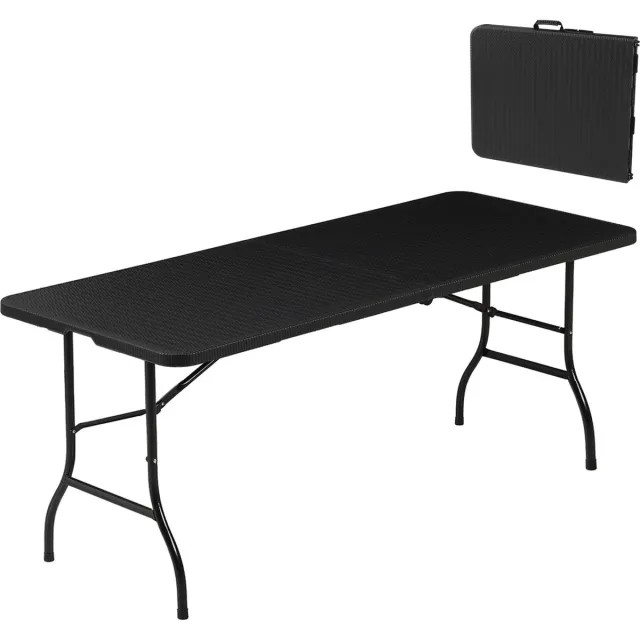 Albatros International Albatros Buffettafel Klaptafel, Zwart - Robuuste Constructie opvouwbaar en Hoge Belastbaarheid - voor Maximaal 10 Personen - voor Biertent met Draaggreep Swart