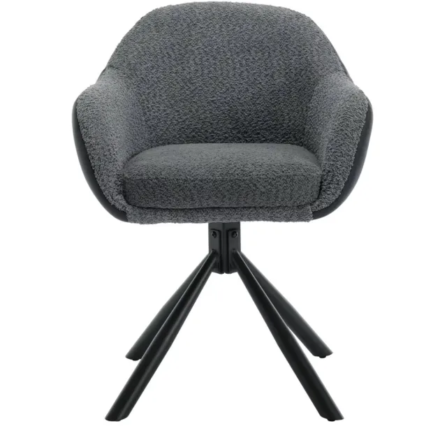Happiq Eetkamerstoelen Supria - Set van 2 - Draaibaar - Fauteuil - Keuken - Voor eettafel - Donkergrijs - Stof