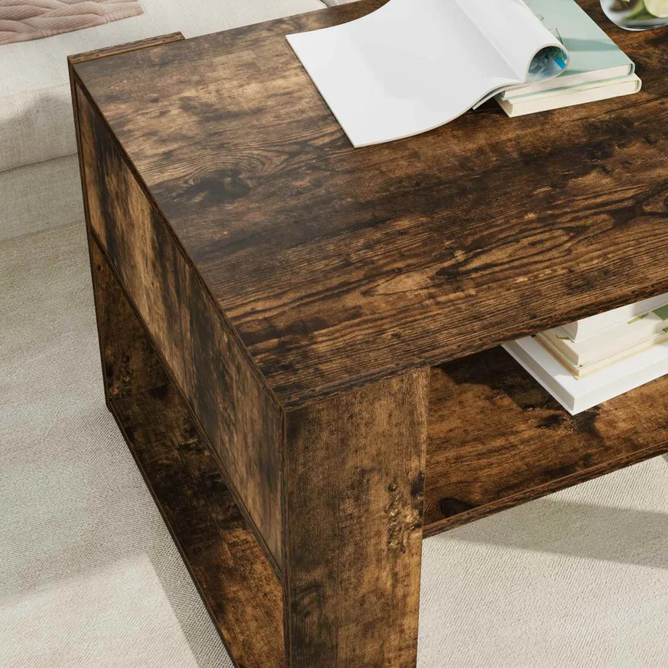 vidaXL Salontafel Gerookt eiken 66 x 53 x 45 cm Bewerkt hout, foto 4
