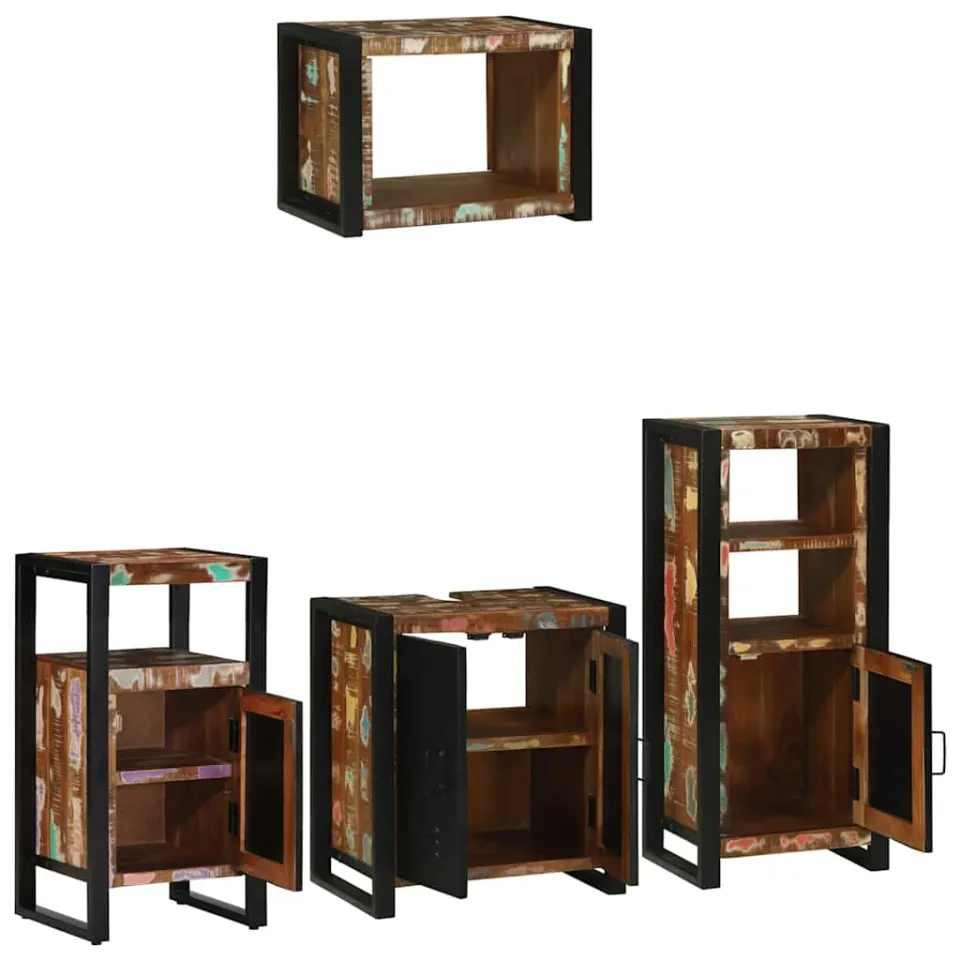 vidaXL Badkamermeubelset 4 st Multikleur en Zwart 55 x 35 x 60 cm, foto 2