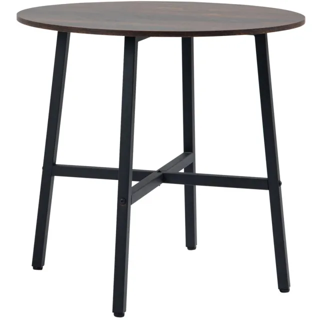 Archi Ronde Eettafel - Houten tafel voor 4 Personen – 80 x 76 cm – Stalen Poten – Keukentafel voor Eetkamer, Keuken en Woonkamer Bruin