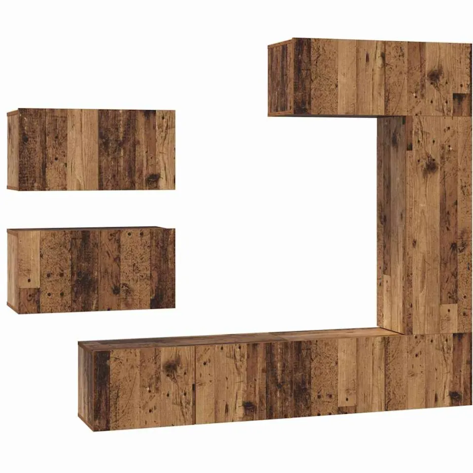 vidaXL Tv-meubelset 6 st Oud Hout Bewerkt hout Bruin