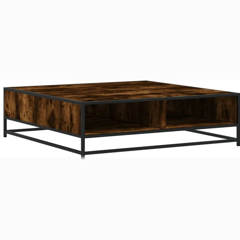 vidaXL Salontafel 100x100x30 cm bewerkt hout en metaal gerookt eiken, foto 4