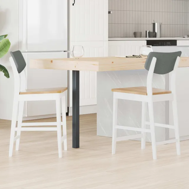 vidaXL Eettafelstoelen 2 st Massief Rubberhout Wit 48 x 49 x 95 cm