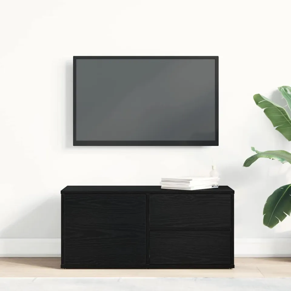 vidaXL TV-kast 80 x 34 x 36 cm Zwart Eiken Bewerkt hout, foto 3