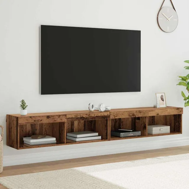 vidaXL Tv-meubelset 2 st Oudhout Bewerkt hout Bruin