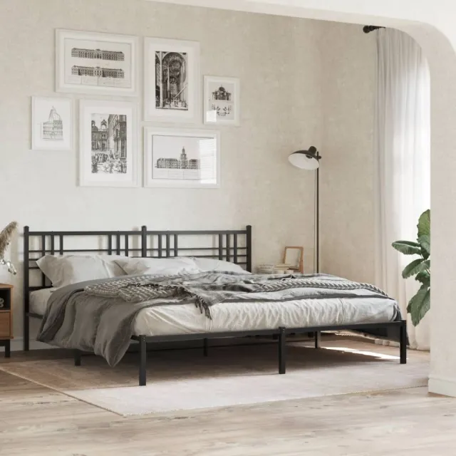 vidaXL Bedframe met hoofdbord metaal zwart 183x213 cm