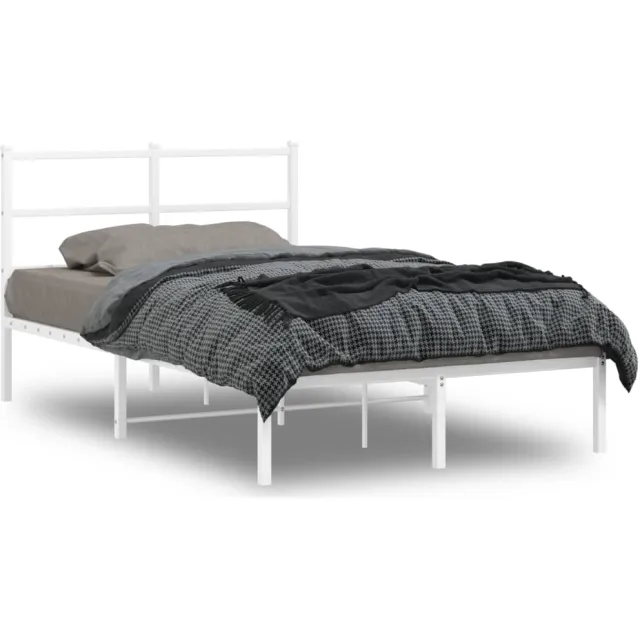 vidaXL Bedframe met hoofdbord metaal wit 120x190 cm