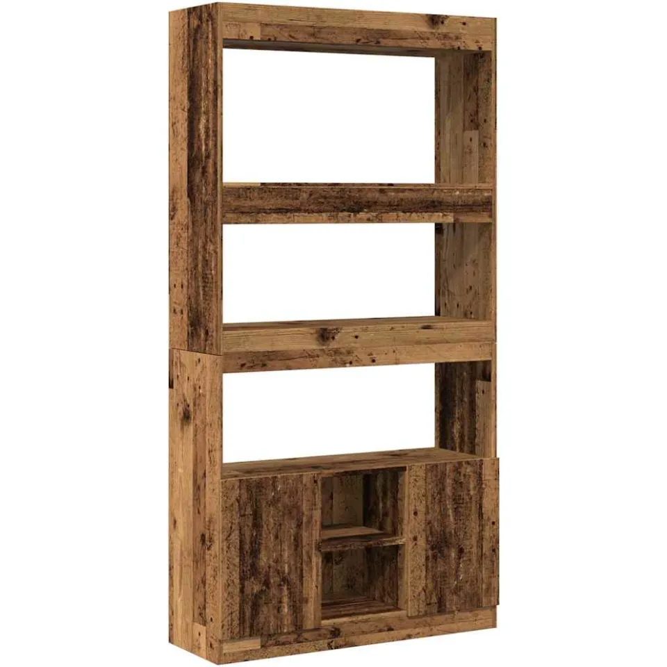vidaXL Hoge kast 92x33x180 cm bewerkt hout oud houtkleurig Bruin
