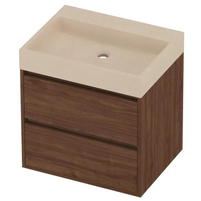 Proline Evoli Badmeubelset Hardsteen Loft 60x46x62 cm Sand Stone Indian Walnut Houtlook