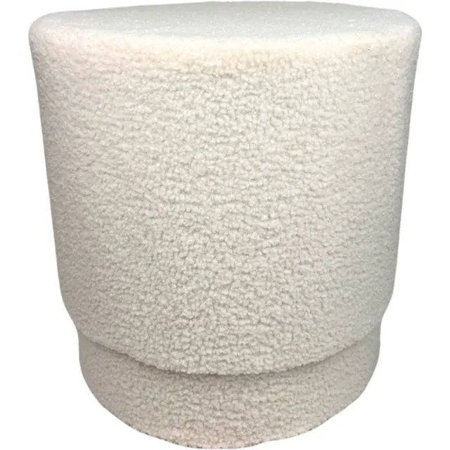 Casamoda Teddy Poef - Ø 42 cm - Poef Rond - Stof - Off White