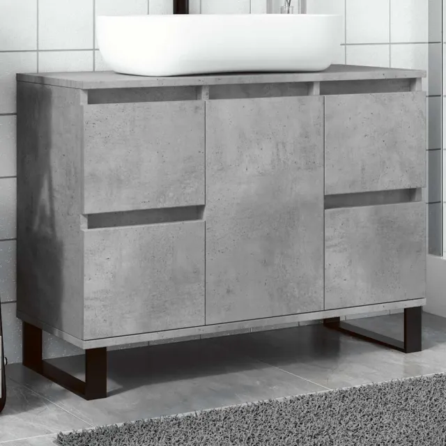 vidaXL Badkamerkast 80x33x60 cm bewerkt hout betongrijs grijs, foto 2