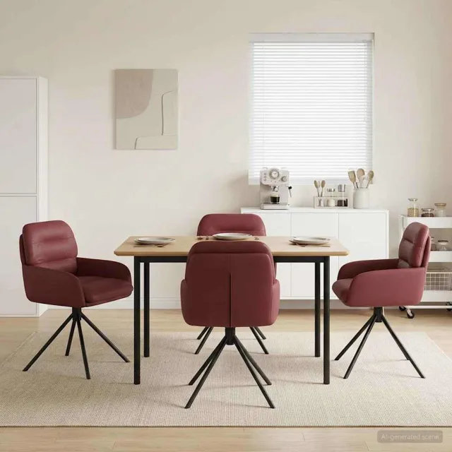 vidaXL Draai Eetstoelen 4 st Kunstleer Wijnrood 59 x 59,5 x 90 cm, foto 2