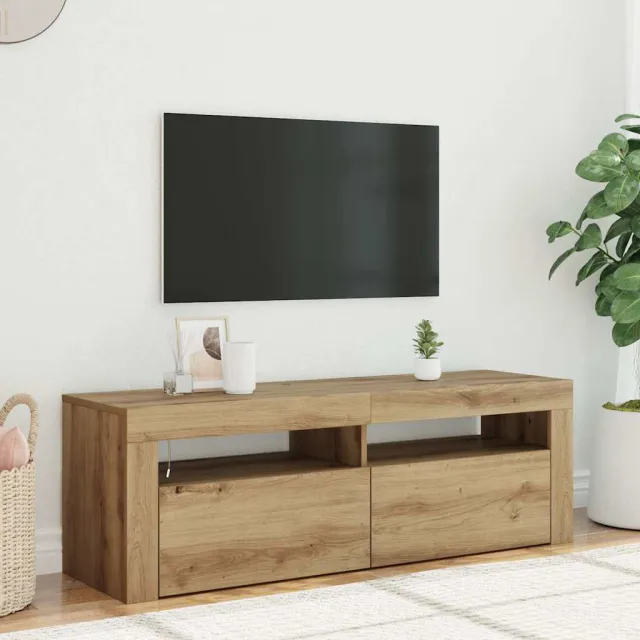 vidaXL Tv-meubel met LED 120x35x40 cm bewerkt hout artisanaal eiken, foto 2