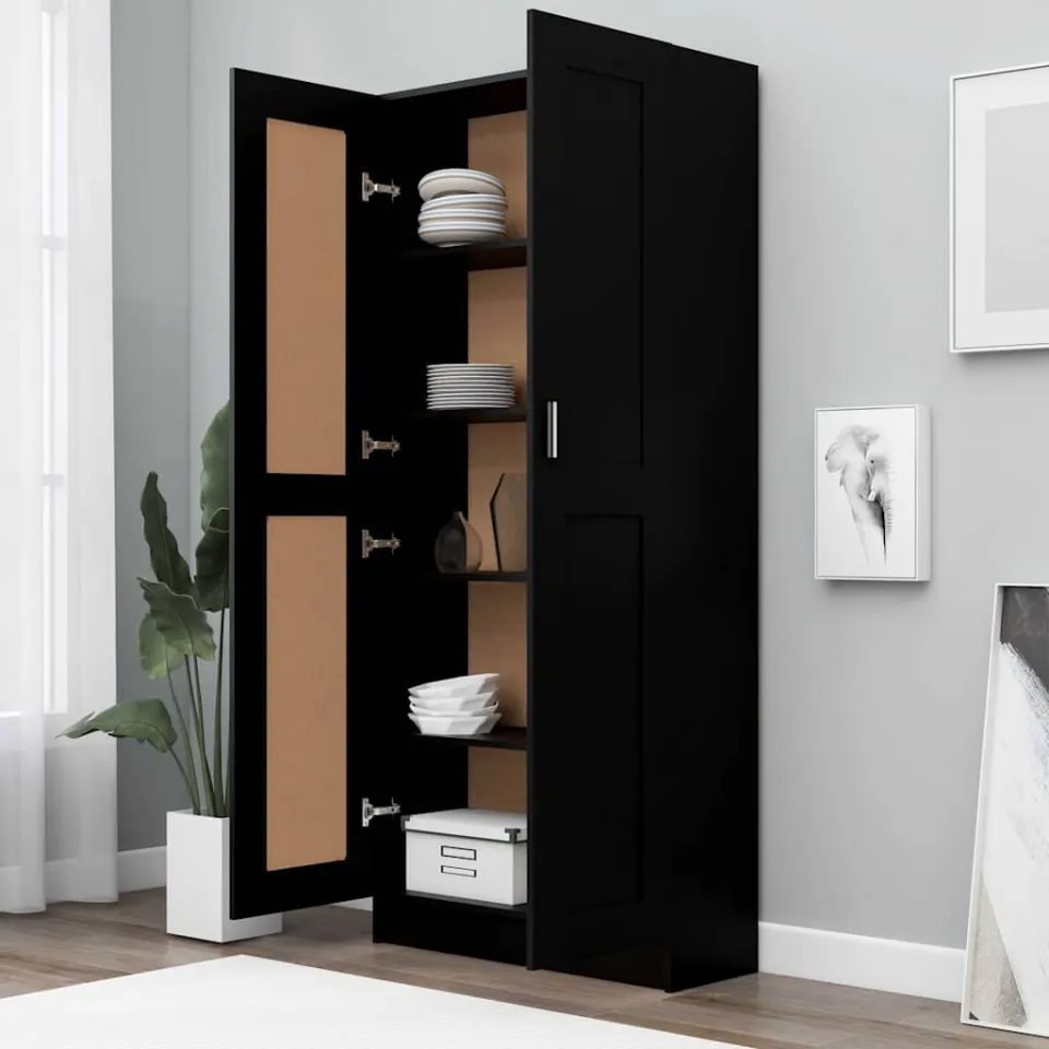 vidaXL Boekenkast 82,5x30,5x185,5 cm bewerkt hout zwart, foto 4