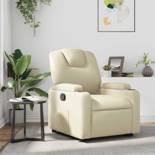 vidaXL Fauteuil verstelbaar kunstleer crèmekleurig