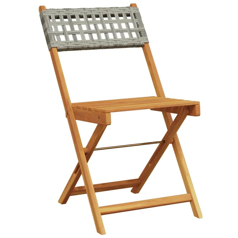 vidaXL 3-delige Bistroset poly rattan en massief hout grijs
