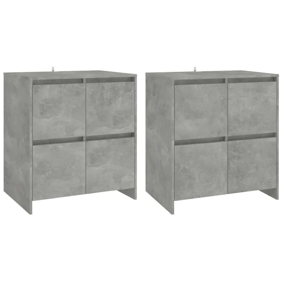 vidaXL Dressoirs 2 st 70x41x75 cm bewerkt hout betongrijs